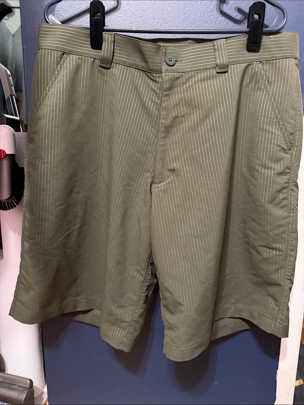Under Armour Olive Pinstripe Flat-Front Shorts